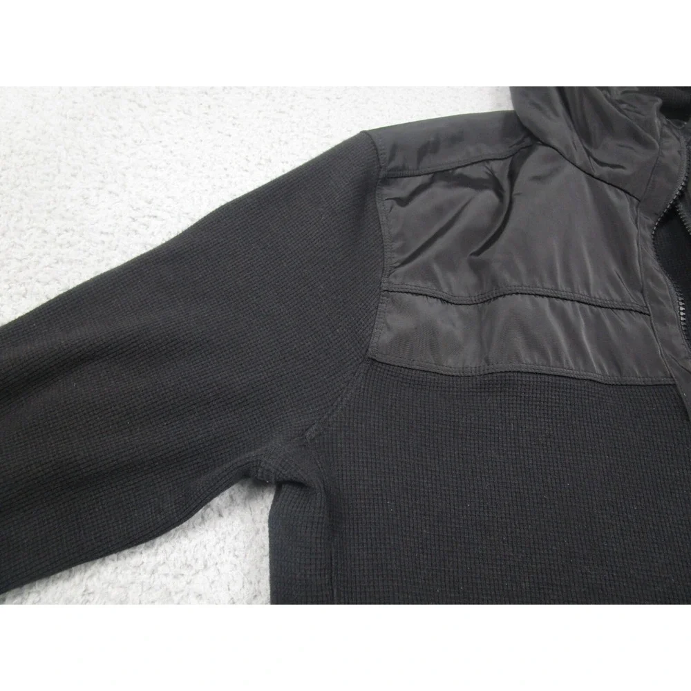 Banana Republic‎ Jacket Mens Large Black Hooded Full Zip Pockets Cotton Blend